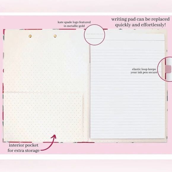 Kate Spade New York Clipboard Folio, Brushy Rose - Picture 2 of 8